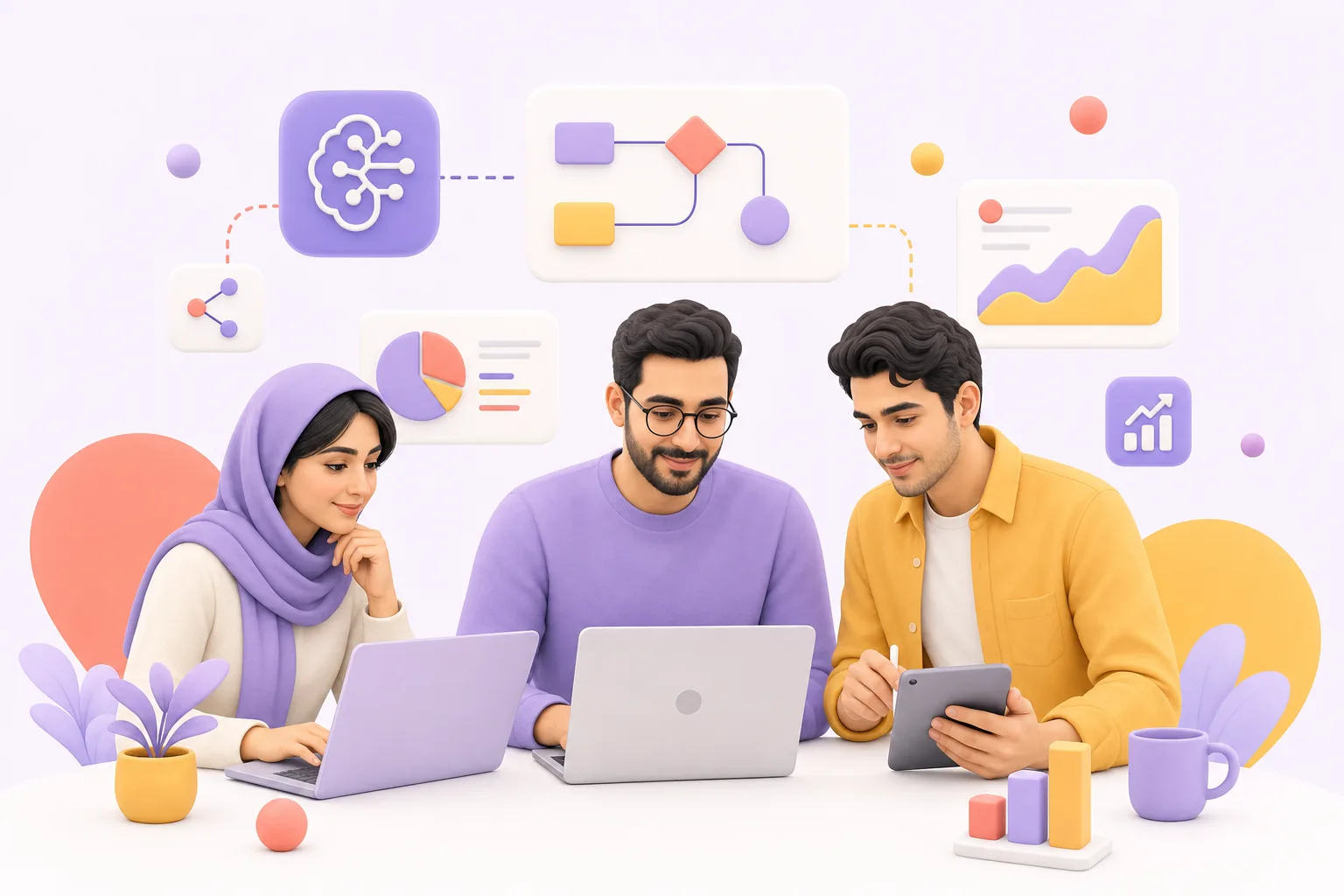 بزرگسالان در حال یادگیری مهارتهای کاربردی هوش مصنوعی